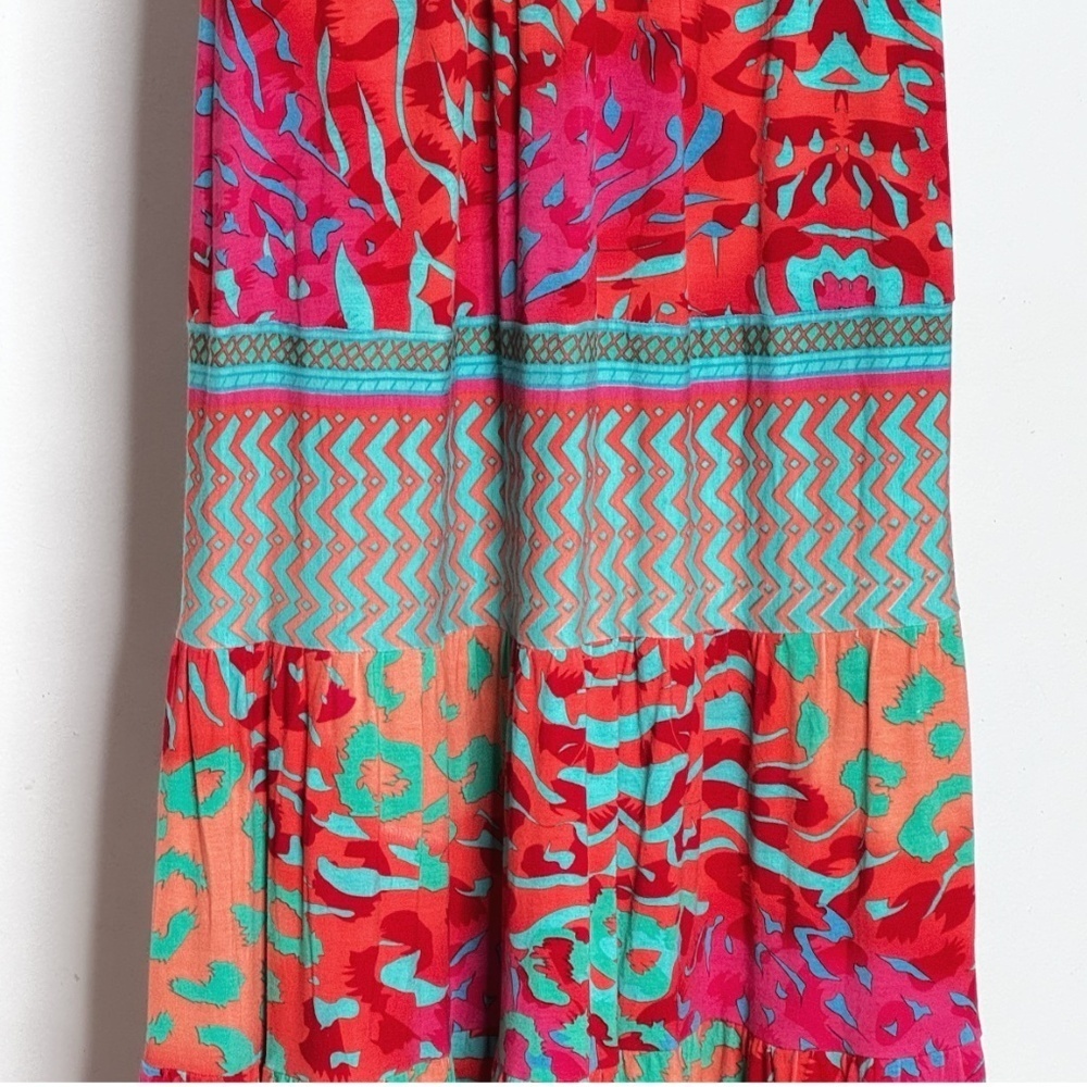 Hale Bob Cabana Maxi Dress Halter Style Resort Beach Tie Neck Vibrant Print XS - Picture 8 of 15